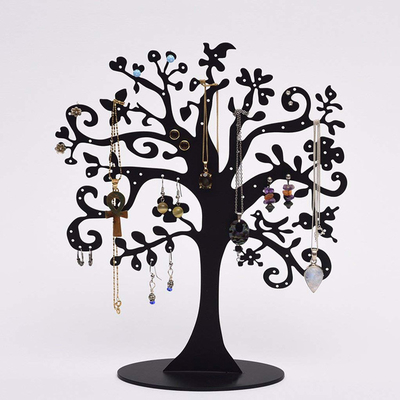Hiển thị trang sức acrylic trong suốt tùy chỉnh màu đen hiển thị cây acrylic cho jewely