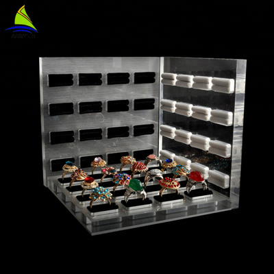 3 mét Acrylic Trang Sức Hiển Thị Trang Sức Rack Hiển Thị Màu Đen Duy Nhất Acrylic Finger Nhẫn Chủ
