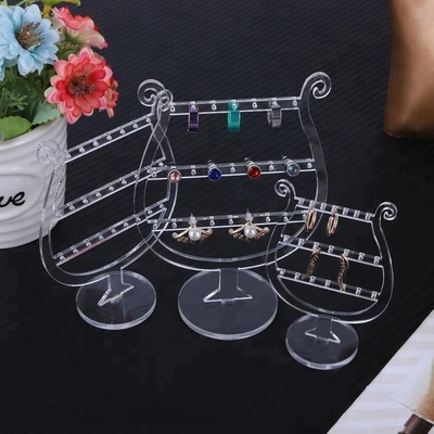 Rõ ràng trang điểm sang trọng Acrylic xoay Earring Display Stands