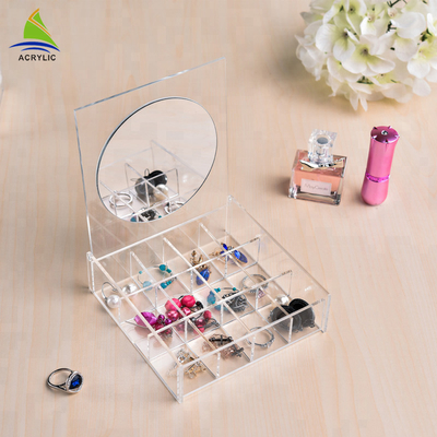 Đồ trang sức hiển thị Acrylic rõ ràng Hiển thị trang sức bộ lưu trữ với dịch vụ gương OEM