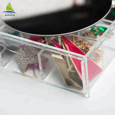 Đồ trang sức hiển thị Acrylic rõ ràng Hiển thị trang sức bộ lưu trữ với dịch vụ gương OEM