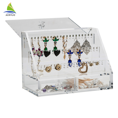 Hộp hiển thị trang sức acrylic rõ ràng thanh lịch đính kèm với ngăn kéo kích thước tùy chỉnh