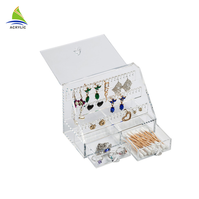 Hộp hiển thị trang sức acrylic rõ ràng thanh lịch đính kèm với ngăn kéo kích thước tùy chỉnh