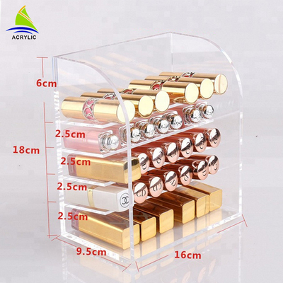 Sinh thái thân thiện Acrylic Hiển thị mỹ phẩm lưu trữ Box Đối với son môi Organizer
