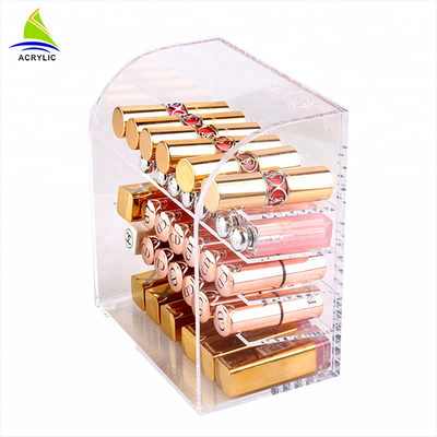 Sinh thái thân thiện Acrylic Hiển thị mỹ phẩm lưu trữ Box Đối với son môi Organizer