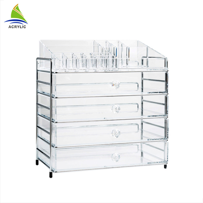 Trang điểm thanh lịch lưu trữ 4 ngăn kéo hộp lưu trữ rõ ràng acrylic tầng hiển thị kệ