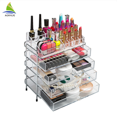 Trang điểm thanh lịch lưu trữ 4 ngăn kéo hộp lưu trữ rõ ràng acrylic tầng hiển thị kệ
