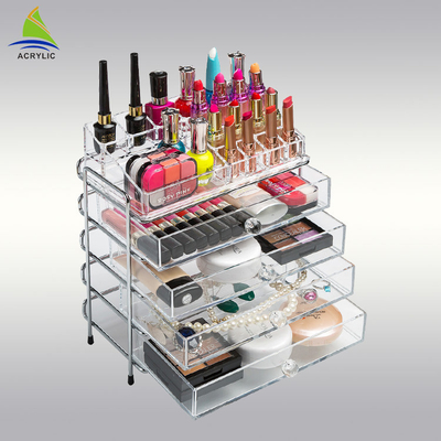 3 ngăn kéo Acrylic điều chỉnh tổ chức lưu trữ Mỹ phẩm