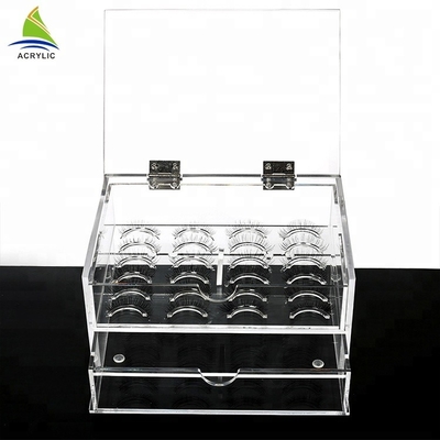 Nhà máy tùy chỉnh trong suốt 2 tier acrylic organizer trường hợp mink hộp lông mi