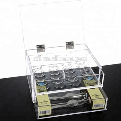 Nhà máy tùy chỉnh trong suốt 2 tier acrylic organizer trường hợp mink hộp lông mi