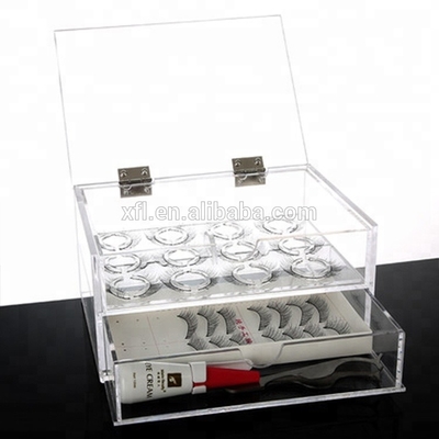 Nhà máy tùy chỉnh trong suốt 2 tier acrylic organizer trường hợp mink hộp lông mi