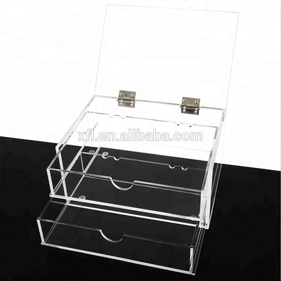 Nhà máy tùy chỉnh trong suốt 2 tier acrylic organizer trường hợp mink hộp lông mi