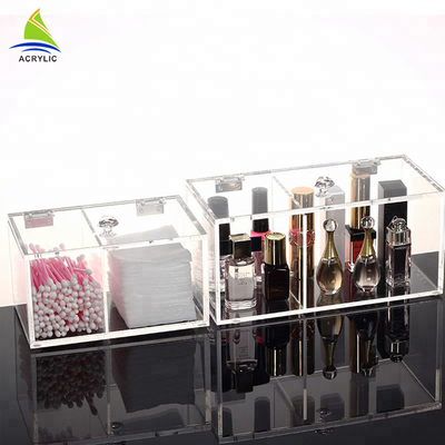 Nhựa Acrylic Mỹ phẩm hiển thị phẳng Acrylic trang điểm bông lưu trữ hộp