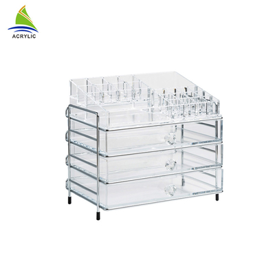 Máy tính để bàn nhựa rõ ràng lớn Acrylic Mỹ phẩm Organizer
