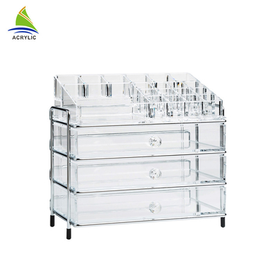 Máy tính để bàn nhựa rõ ràng lớn Acrylic Mỹ phẩm Organizer