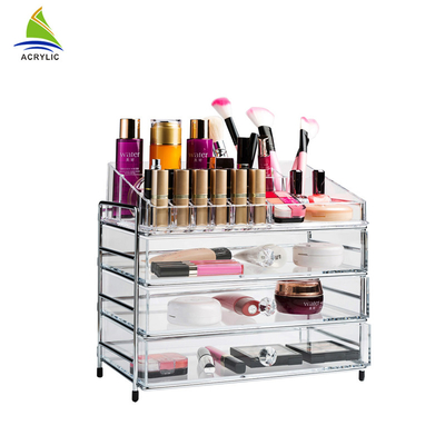 Máy tính để bàn nhựa rõ ràng lớn Acrylic Mỹ phẩm Organizer
