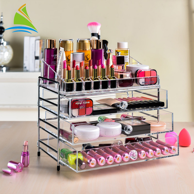 Máy tính để bàn nhựa rõ ràng lớn Acrylic Mỹ phẩm Organizer