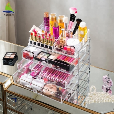 Tùy chỉnh 3 ngăn kéo rõ ràng Acrylic trang điểm tổ chức