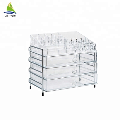 Tùy chỉnh 3 ngăn kéo rõ ràng Acrylic trang điểm tổ chức