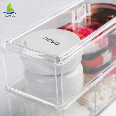 Chất lượng cao 2 ngăn kéo trang điểm tổ chức acrylic mỹ phẩm
