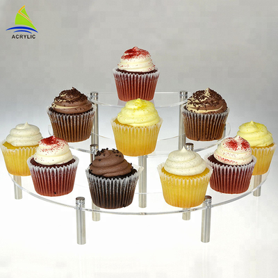 3 Tier Acrylic Cake Hiển thị Buffet Pastry Curate Acrylic Cupcake Tráng miệng tháp