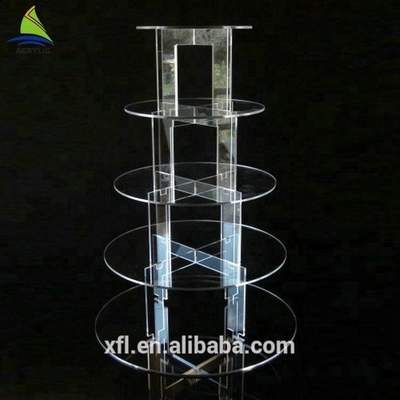 Tùy chỉnh Crystal Acrylic Cake Hiển thị hiện đại Acrylic Bánh cưới Khán Đài