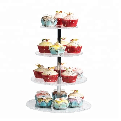 Tùy chỉnh Crystal Acrylic Cake Hiển thị hiện đại Acrylic Bánh cưới Khán Đài