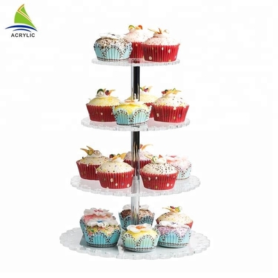 Vòng 4 Tier Crylic Bánh Hiển thị Acrylic Tráng miệng Hiển thị Stands Đối với lưu trữ