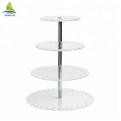 Vòng 4 Tier Crylic Bánh Hiển thị Acrylic Tráng miệng Hiển thị Stands Đối với lưu trữ