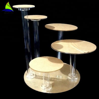 Bán lẻ Durable Acrylic Cake Hiển thị Vòng Tablet Hiển thị Cupcake Stand Tower