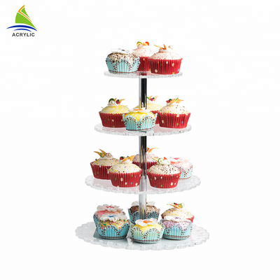 Quảng trường tráng miệng Cupcake Tháp Acrylic bánh đứng cao độ cứng và độ phẳng