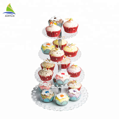 Quảng trường tráng miệng Cupcake Tháp Acrylic bánh đứng cao độ cứng và độ phẳng