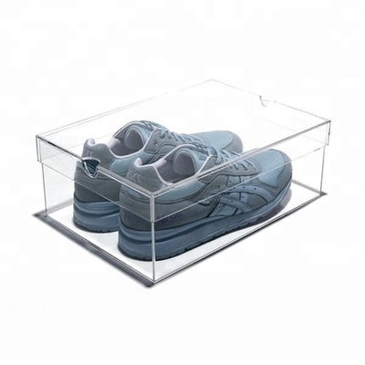 Tuỳ chỉnh Acrylic giày hộp Acrylic Square Container Crystal đánh bóng bề mặt điều trị
