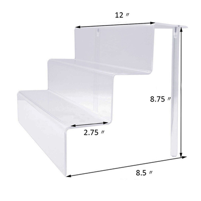 Cao rõ ràng minh bạch Acrylic Tầng Hiển thị Stands 3 Bước Acrylic Hiển thị