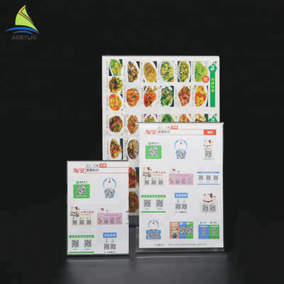 Tùy chỉnh rõ ràng Acrylic Slanted thiết kế trình đơn giữ acrylic Đăng