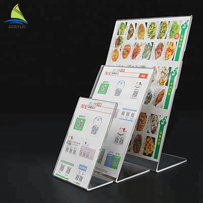 Tùy chỉnh rõ ràng Acrylic Slanted thiết kế trình đơn giữ acrylic Đăng