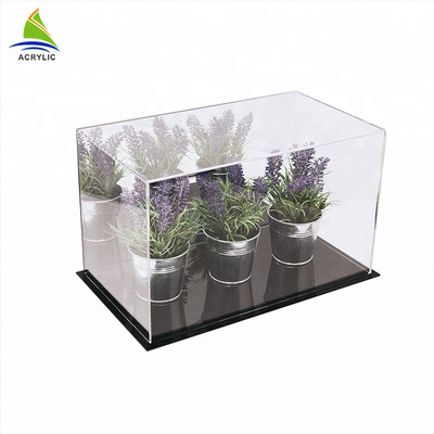 Rõ ràng Acrylic bàn trưng bày trường hợp phong cách đơn giản màu đen trên và dưới rõ ràng tùy chỉnh hộp acrylic