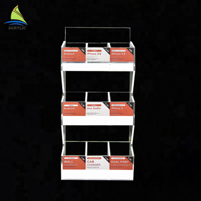 Điện thoại di động Acrylic Hiển thị phụ kiện Stand cho cáp USB Crystal đánh bóng