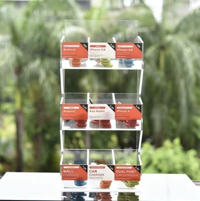 Điện thoại di động Acrylic Hiển thị phụ kiện Stand cho cáp USB Crystal đánh bóng