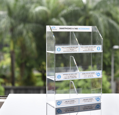 Có độ bóng cao Acrylic Hiển thị cửa hàng Điện thoại di động Acrylic Phụ kiện Hiển thị 3mm Độ dày