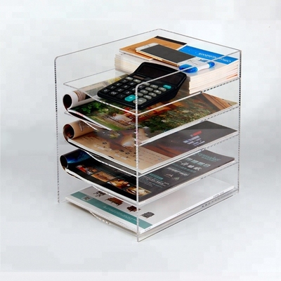 Thời trang Acrylic Brochure Holders Trang Trí Nội Thất Acrylic Hộp Lưu Trữ Cuốn Sách