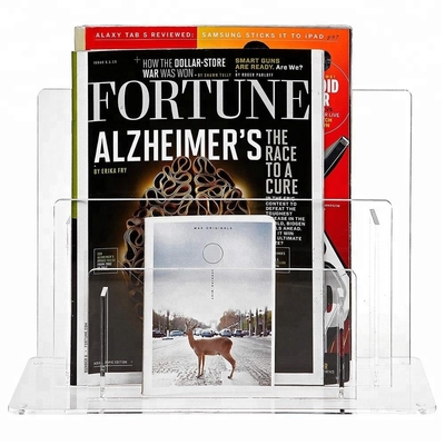 Elegant Acrylic Brochure Đứng Rõ ràng Acrylic Hiển thị Tạp chí Rack Thiết kế đơn giản