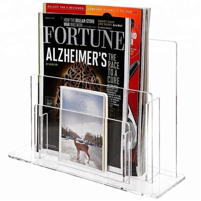 Elegant Acrylic Brochure Đứng Rõ ràng Acrylic Hiển thị Tạp chí Rack Thiết kế đơn giản