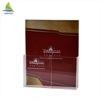 Túi nhựa đôi Pocket tờ rơi / tập tin Acrylic Brochure Display Đứng Chủ