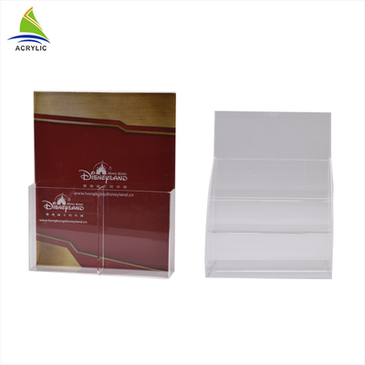 Túi nhựa đôi Pocket tờ rơi / tập tin Acrylic Brochure Display Đứng Chủ