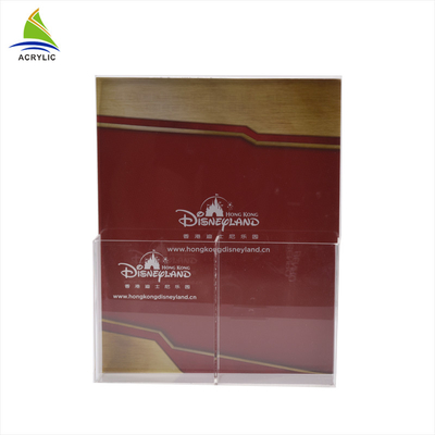 Túi nhựa đôi Pocket tờ rơi / tập tin Acrylic Brochure Display Đứng Chủ