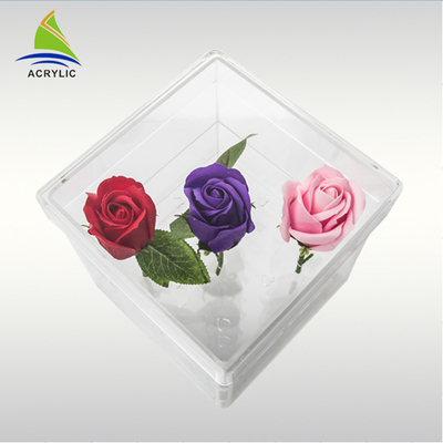Tùy chỉnh thiết kế Acrylic lưu trữ hộp hiển thị rõ ràng vuông acrylic hộp hoa