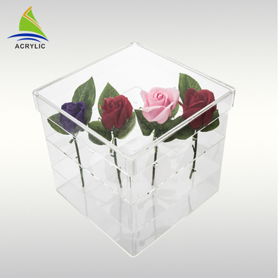 Tùy chỉnh thiết kế Acrylic lưu trữ hộp hiển thị rõ ràng vuông acrylic hộp hoa