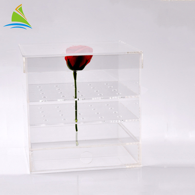 Plexiglass rõ ràng Acrylic hộp lưu trữ Acrylic hoa tùy chỉnh bao bì hộp cho bảo quản 25 hoa hồng