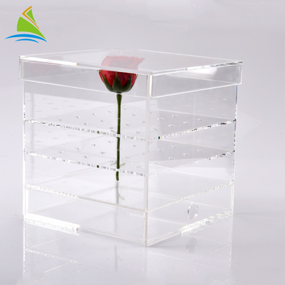 Plexiglass rõ ràng Acrylic hộp lưu trữ Acrylic hoa tùy chỉnh bao bì hộp cho bảo quản 25 hoa hồng